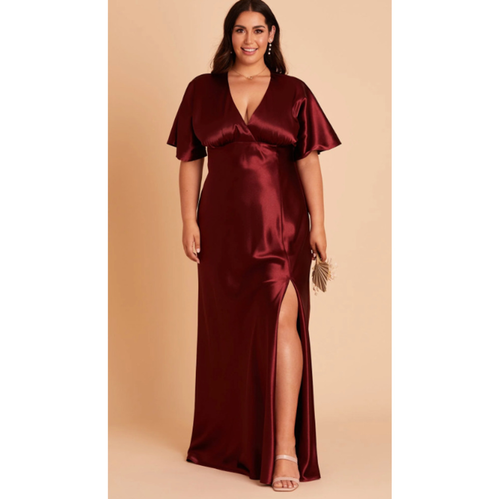 Birdy Grey Jesse Kimono Shiny Satin Cabernet Dress Large NWT